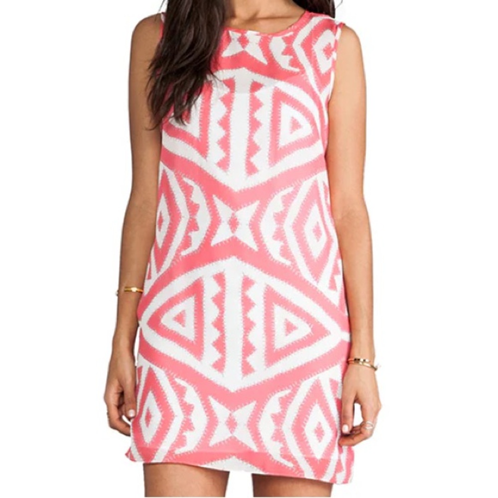 Milly coral geometric mini shift dress
